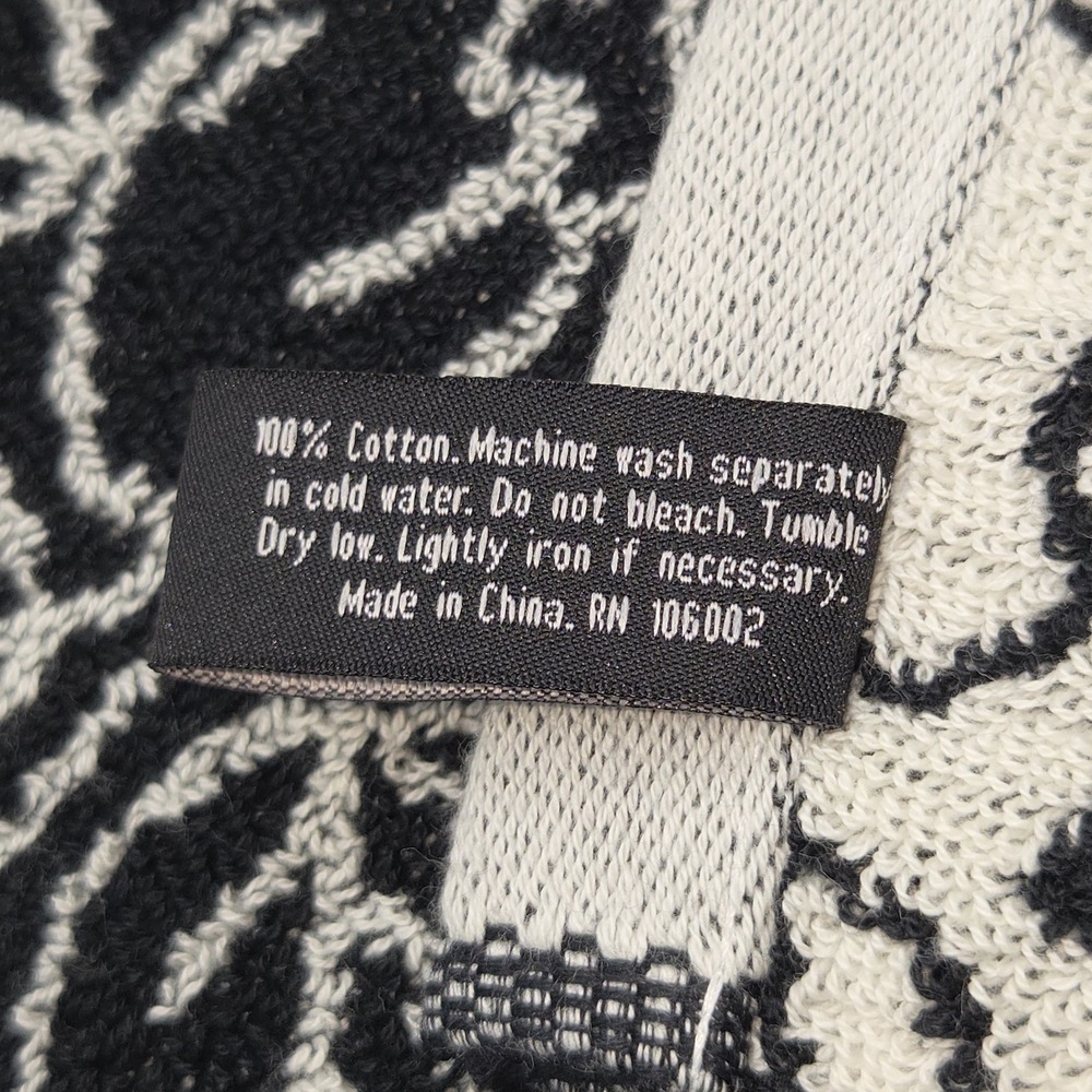 Rachel Zoe Black Ecru Floral Reversible Cotton Towel Set 4pc 2 Bath 2 Hand - Picture 6 of 12